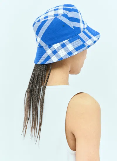 Burberry Check Bucket Hat In Blue