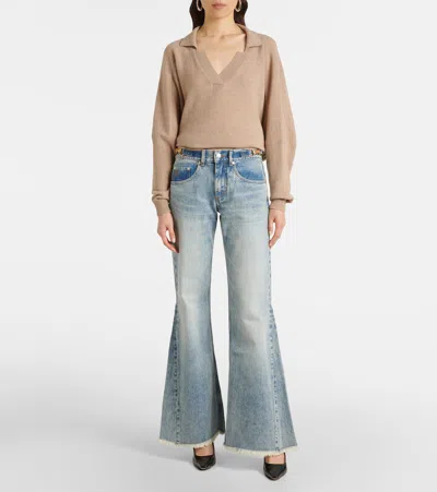 Stella Mccartney Clasp-embellished Low-rise Flared Jeans In Blue