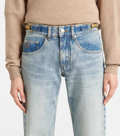 Stella Mccartney Clasp-embellished Low-rise Flared Jeans In Blue