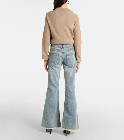Stella Mccartney Clasp-embellished Low-rise Flared Jeans In Blue