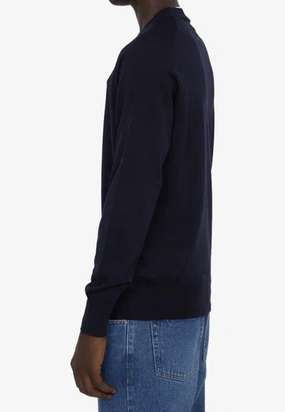 Shop Ami Alexandre Mattiussi Ami De Coeur Embroidered Sweater In Blue