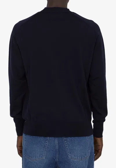 Shop Ami Alexandre Mattiussi Ami De Coeur Embroidered Sweater In Blue