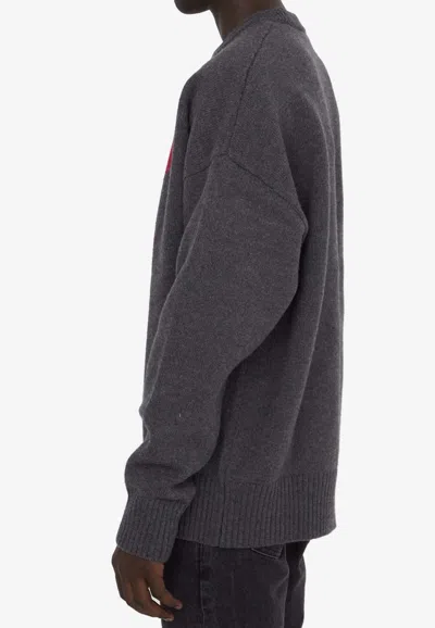 Shop Ami Alexandre Mattiussi Ami De Coeur Intarsia Knit Turtleneck Sweater In Gray