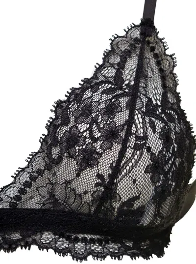 Shop Dolce & Gabbana Black Triangle Bra In Floral Lace Woman