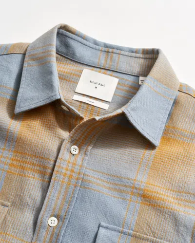 Billy Reid Large Scale Plaid Western Shirt In Faded Denim