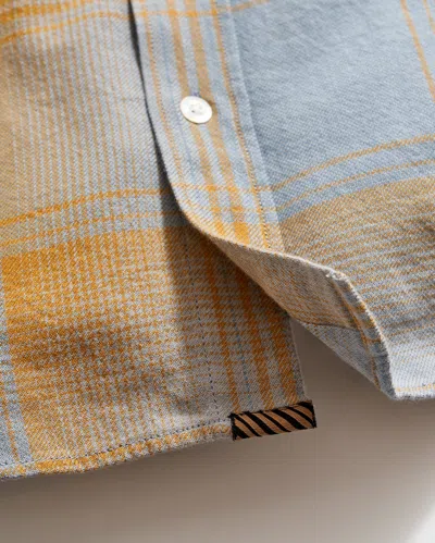 Billy Reid Large Scale Plaid Western Shirt In Faded Denim