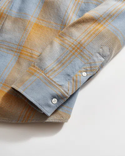 Billy Reid Large Scale Plaid Western Shirt In Faded Denim