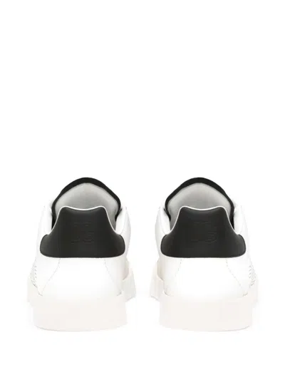 Shop Dolce & Gabbana Portofino Leather Sneakers In White