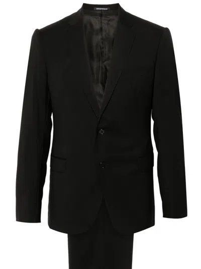 Shop Emporio Armani Single-breasted Wool Suit In Black