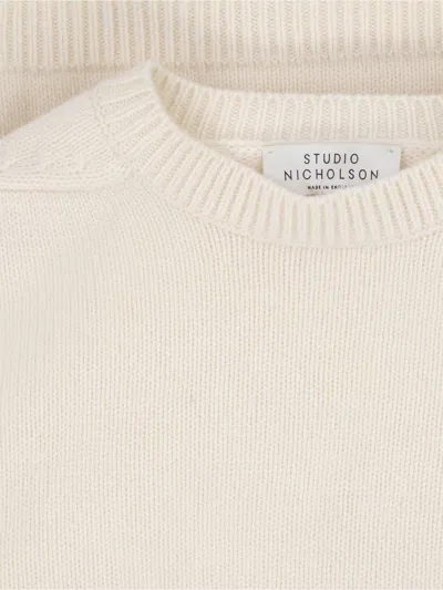 Studio Nicholson Merino Wool-blend Sweater In White