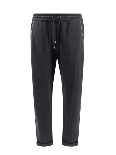 Shop Brunello Cucinelli Cotton And Silk Trouser With Iconic Monili Application