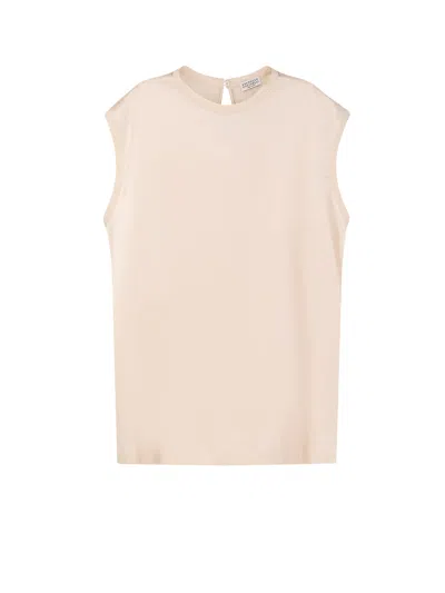 Shop Brunello Cucinelli Stretch Silk Top With Monili Detail