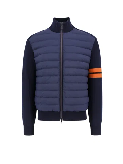 Shop Zegna Padded And Quilted Jacket With Knitted Inserts