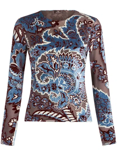 Shop Etro Top With Jacquard Effect In Multicolour