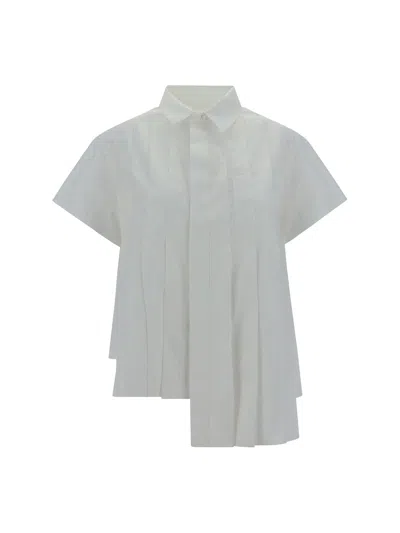 Shop Sacai Cotton Poplin Shirt In Off White