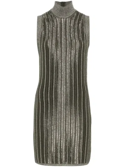 Shop Tom Ford Short Ribbed Dress In Metallic