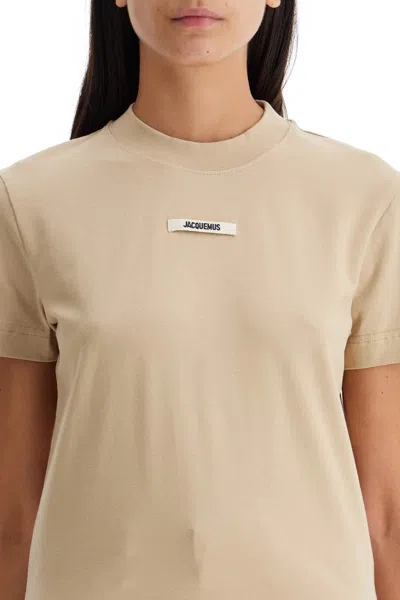 Shop Jacquemus The Gros Grain T Shirt With In Beige