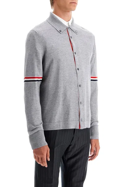 Shop Thom Browne Wool Button Down Cardigan For In Grey