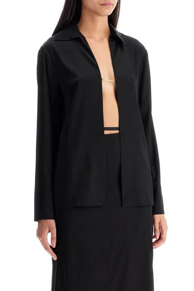 Shop Jacquemus Open Shirt 'the Night Chemise In Black