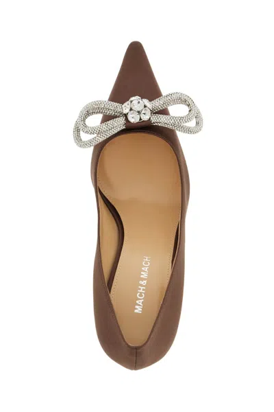 Mach E Mach Crystal-studded Double Bow Pumps In Brown