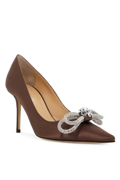 Shop Mach E Mach Crystal Studded Double Bow Pumps In Brown