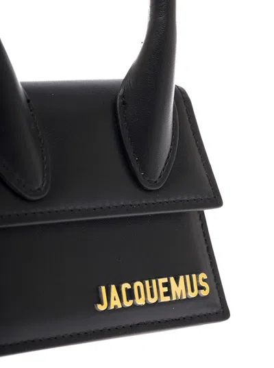 Shop Jacquemus 'le Chiquito Noeud' Black Crossbody Bag With Logo Detail In Leather Woman