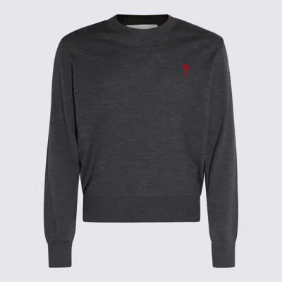 AMI ALEXANDRE MATTIUSSI AMI PARIS GREY WOOL SWEATSHIRT 