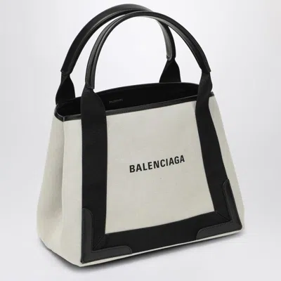 Shop Balenciaga Cabas Bag Small Cream Canvas In Beige