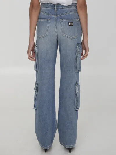 Dolce & Gabbana Multi-pocket Cargo Denim Trousers In Blue
