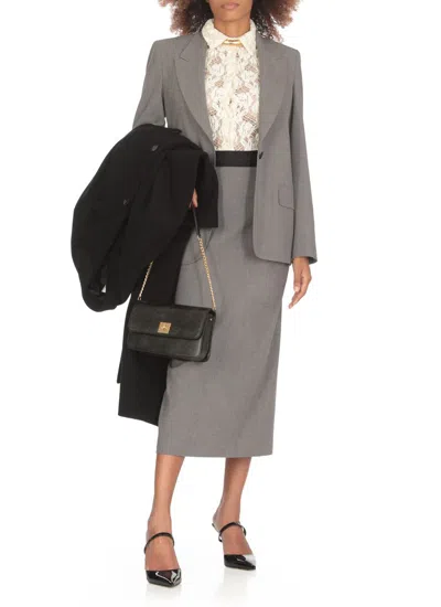Msgm Wool Blend Tailored Single Breast Jacket In Grey