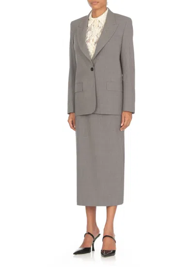 Msgm Wool Blend Tailored Single Breast Jacket In Grey