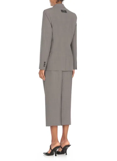 Msgm Wool Blend Tailored Single Breast Jacket In Grey