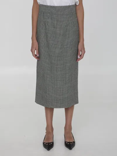 Dolce & Gabbana Houndstooth-pattern Midi Skirt In White