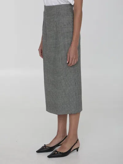 Dolce & Gabbana Houndstooth-pattern Midi Skirt In White