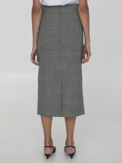 Dolce & Gabbana Houndstooth-pattern Midi Skirt In White