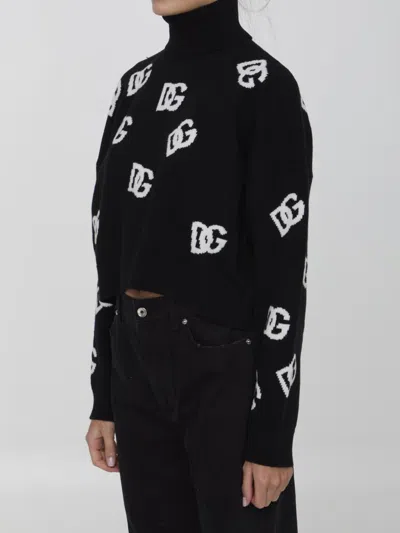 Shop Dolce & Gabbana Turtleneck Sweater With Dg Logo In Black