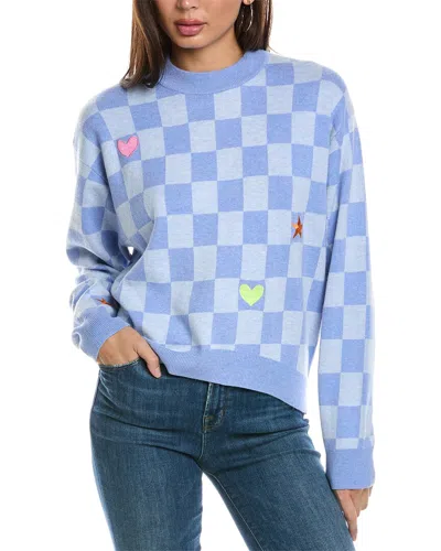 Wispr Cleo Checkerboard Silk-blend Sweater In Blue