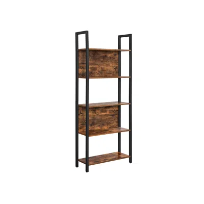 Breebe Industrial Rustic Brown & Black 5-tier Bookshelf