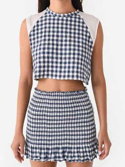 Koché Molly Top In Washed Marine Check In Multi