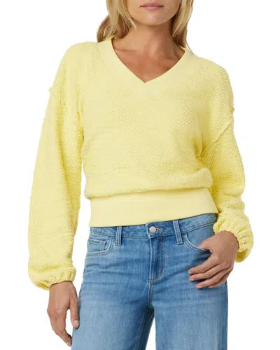 Joe's Jeans The Carolyn Cotton Slub V Neck Sweatshirt In Yellow