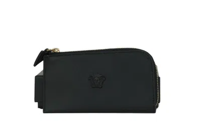 Versace Smooth Leather Matte Medusa Head Organizer Zip Card Case Wallet Women's In Multi