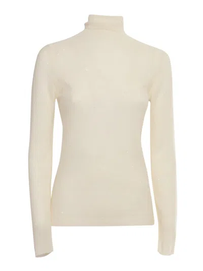 Fabiana Filippi Wool And Silk Blend Turtleneck Sweater In Neutral