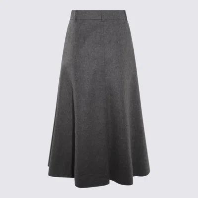 Shop Brunello Cucinelli Grey Wool Skirt