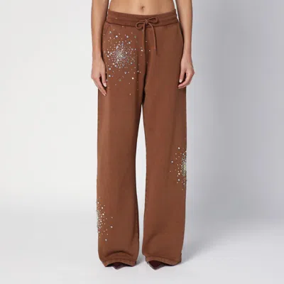 Shop Des_phemmes Des Phemmes Trousers With Crystals In Brown