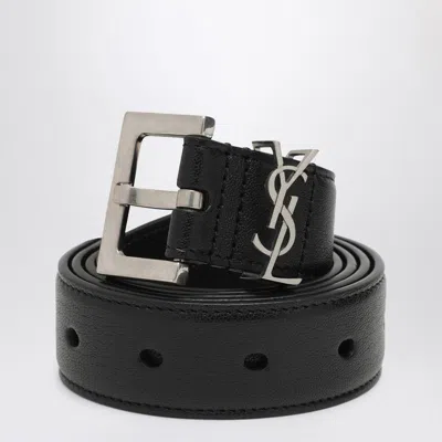 Shop Saint Laurent Cassandre Belt In Black