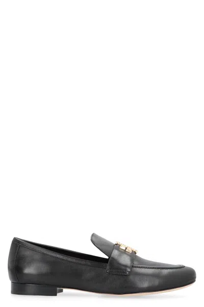 Tory Burch 'eleonor' Black Slip-on Loafers With Double T In Black