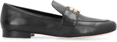 Tory Burch 'eleonor' Black Slip-on Loafers With Double T In Black