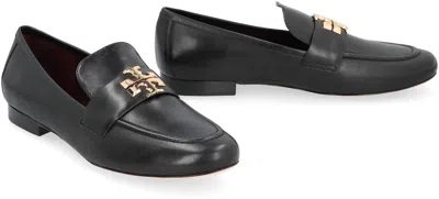 Tory Burch 'eleonor' Black Slip-on Loafers With Double T In Black