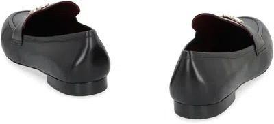 Tory Burch 'eleonor' Black Slip-on Loafers With Double T In Black