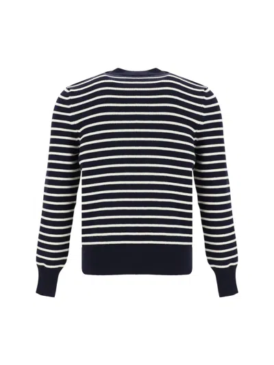 Shop Ami Alexandre Mattiussi Ami Paris Knitwear In Navy Blue/off White